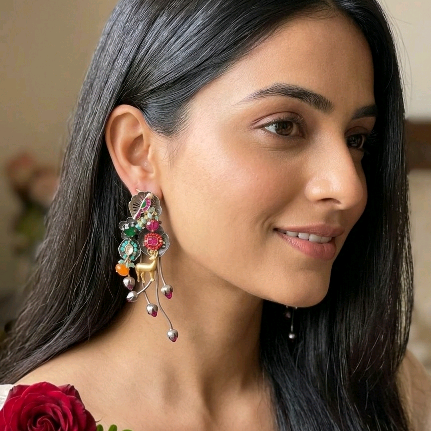 Statement Drop Silver Earrings